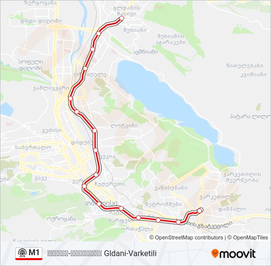 M1 მეტრო ხაზის რუკა
