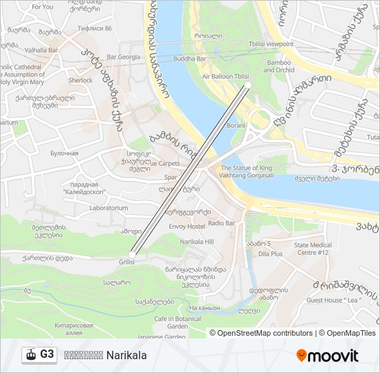 G3 გონდოლა ხაზის რუკა