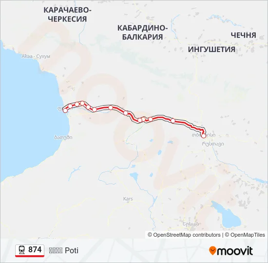Поезд 874: карта маршрута