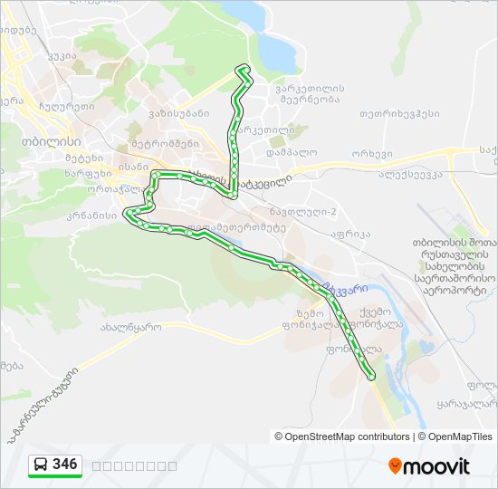 346 ავტობუსი ხაზის რუკა