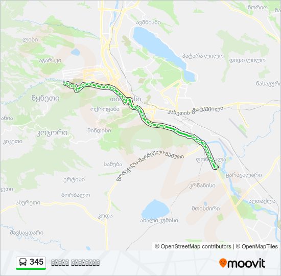 Автобус 345: карта маршрута