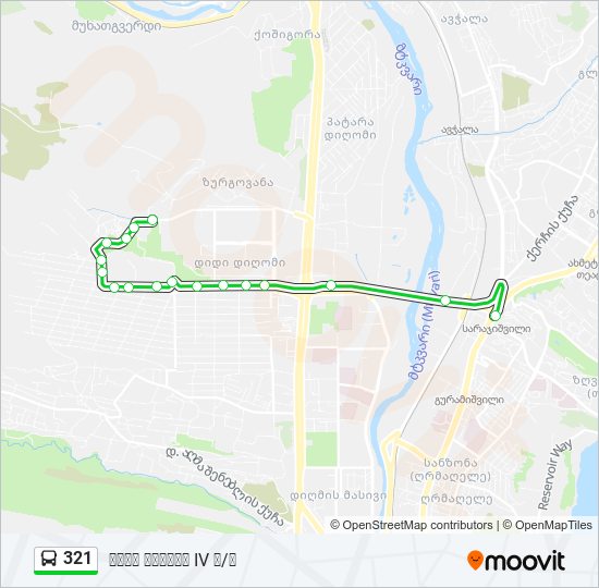 321 ავტობუსი ხაზის რუკა