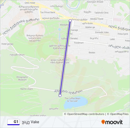 Канатная дорога G1: карта маршрута