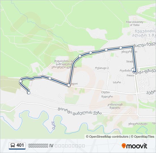 401 bus Line Map