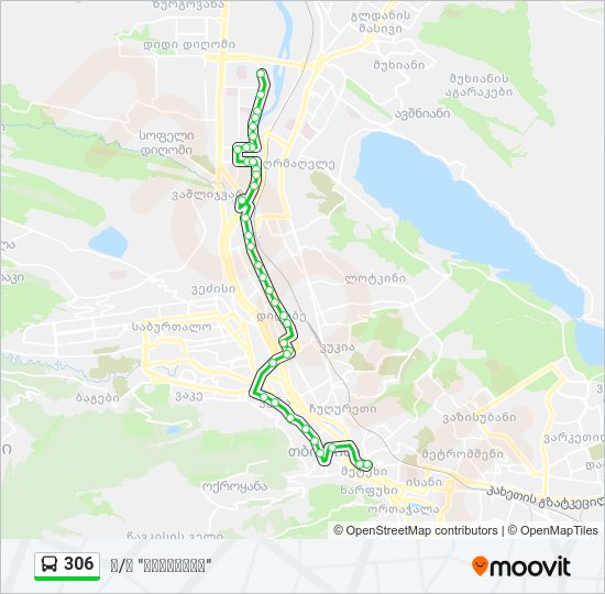 306 ავტობუსი ხაზის რუკა