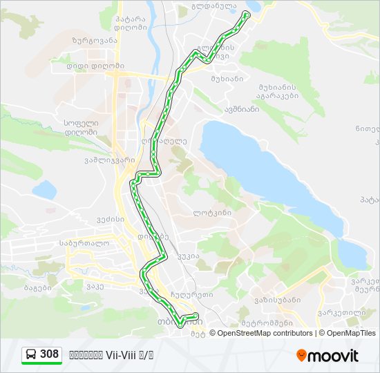 308 bus Line Map