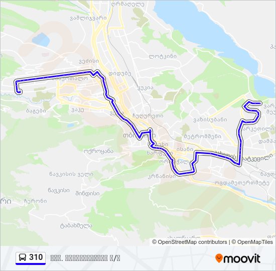 310 ავტობუსი ხაზის რუკა