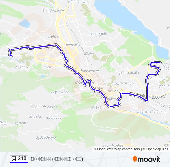 310 ავტობუსი ხაზის რუკა