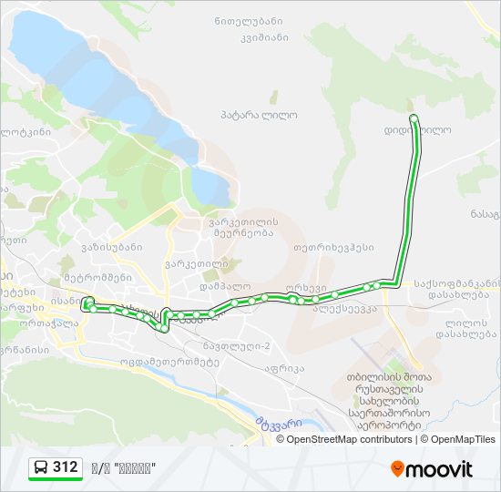 312 ავტობუსი ხაზის რუკა