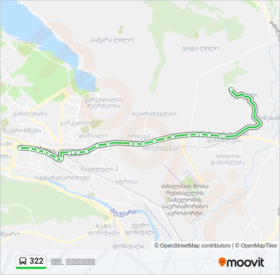 322 ავტობუსი ხაზის რუკა