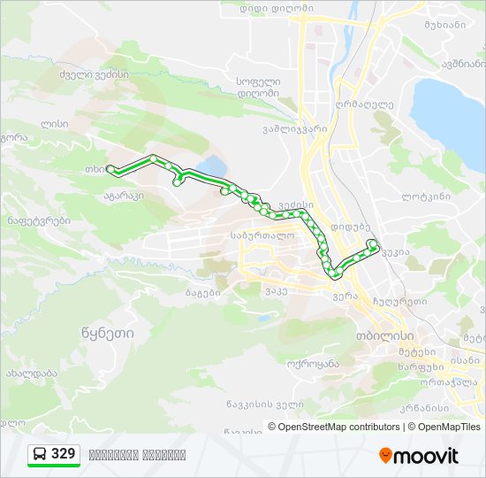 329 ავტობუსი ხაზის რუკა