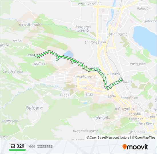 329 ავტობუსი ხაზის რუკა