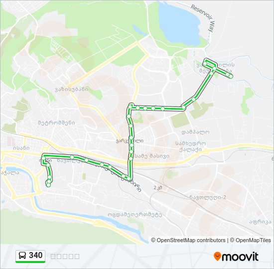 340 ავტობუსი ხაზის რუკა