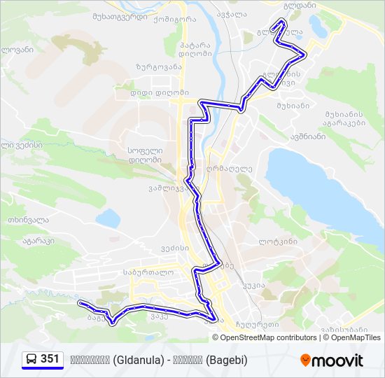 351 ავტობუსი ხაზის რუკა