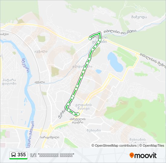355 ავტობუსი ხაზის რუკა
