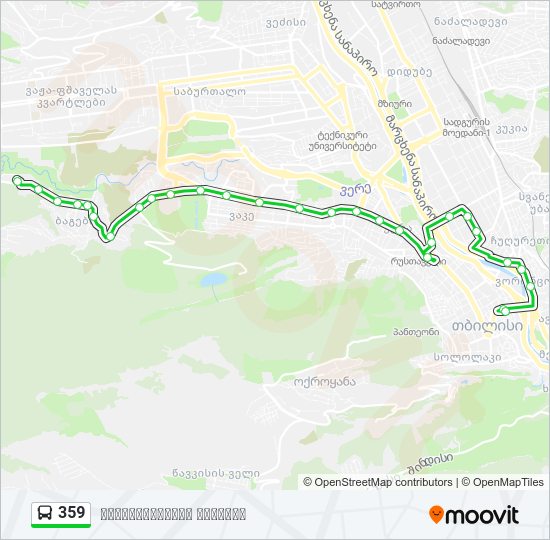 359 ავტობუსი ხაზის რუკა