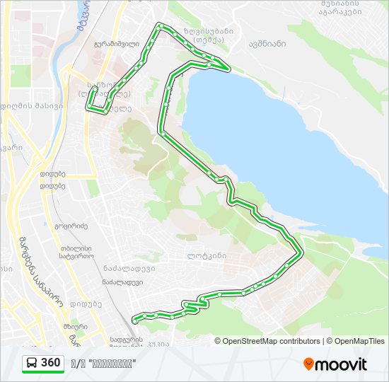360 ავტობუსი ხაზის რუკა