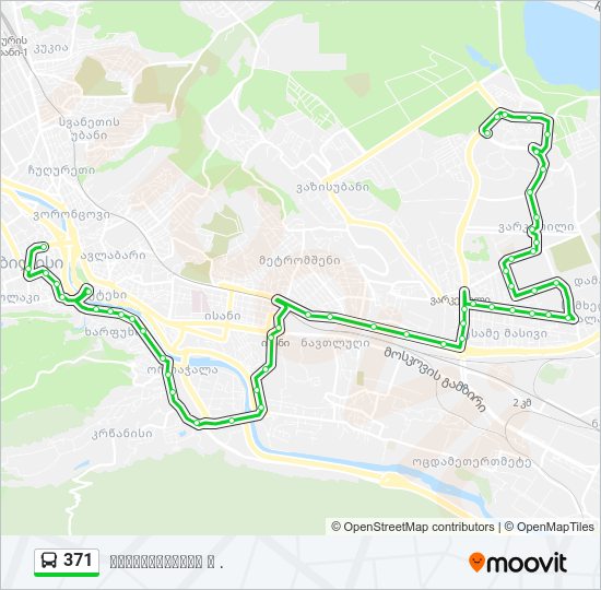 371 ავტობუსი ხაზის რუკა