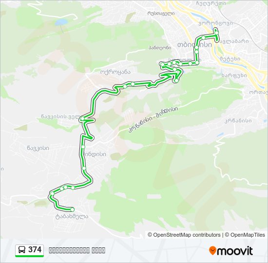Автобус 374: карта маршрута