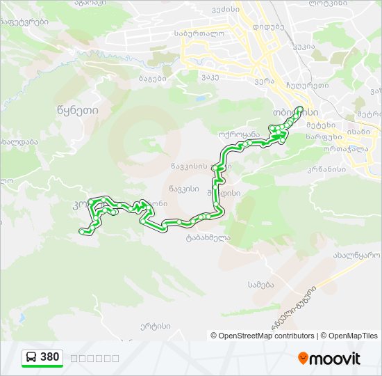380 ავტობუსი ხაზის რუკა