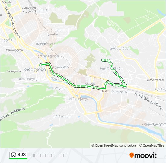 393 ავტობუსი ხაზის რუკა