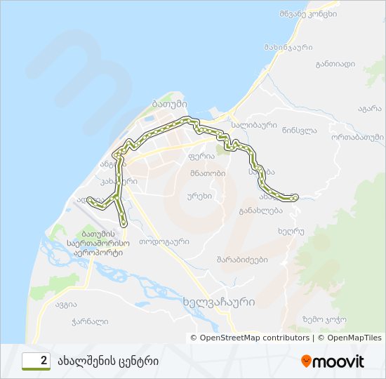 2 ავტობუსი ხაზის რუკა