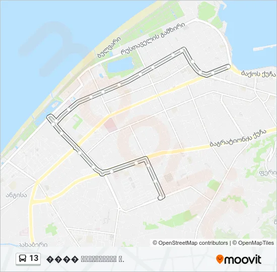 Автобус 13: карта маршрута