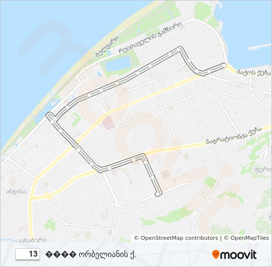 Автобус 13: карта маршрута