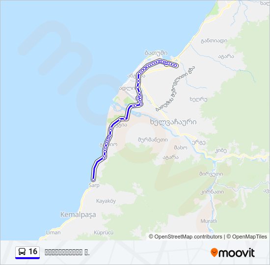 Автобус 16: карта маршрута