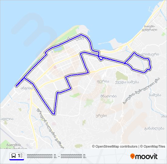 Автобус 1ა: карта маршрута