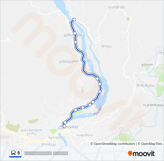 6 ავტობუსი ხაზის რუკა