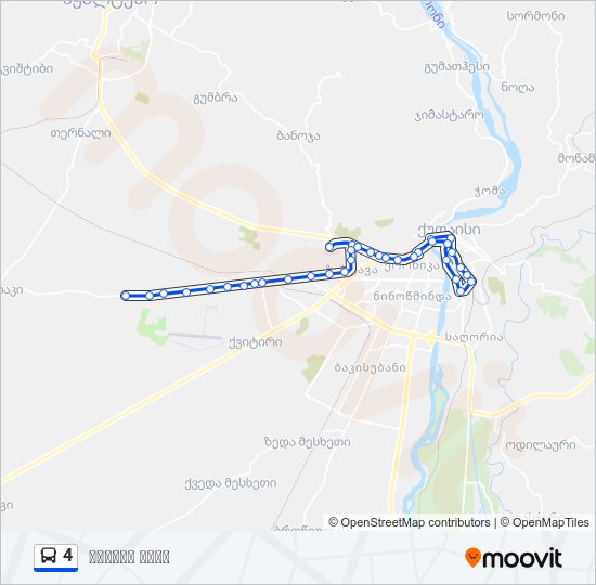 4 ავტობუსი ხაზის რუკა