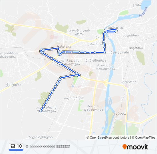 10 ავტობუსი ხაზის რუკა