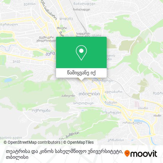 თეატრისა და კინოს სახელმწიფო უნივერსიტეტი რუკა