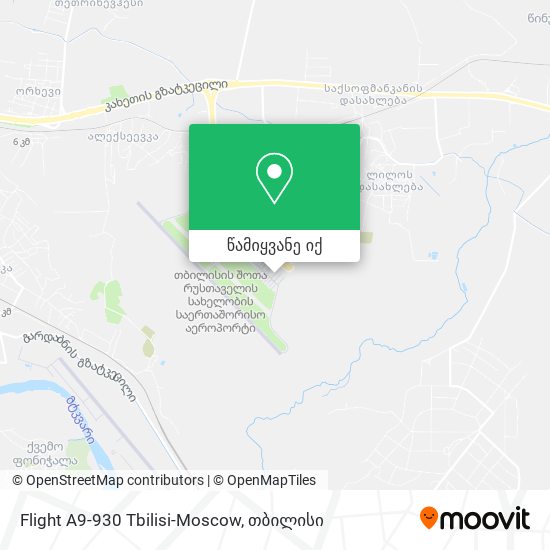 Flight A9-930 Tbilisi-Moscow რუკა