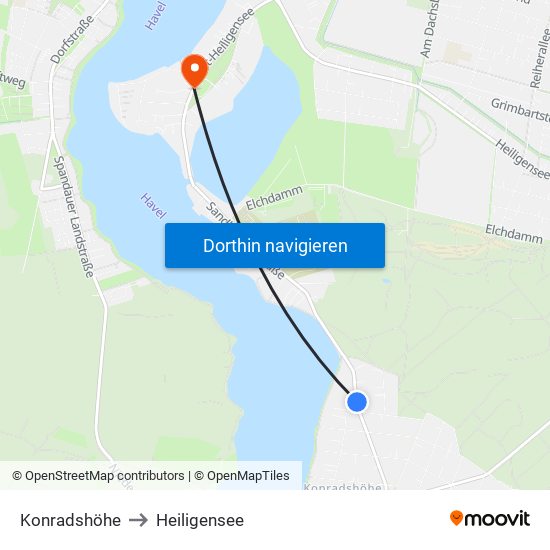 Konradshöhe to Heiligensee map