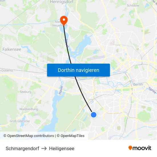 Schmargendorf to Heiligensee map