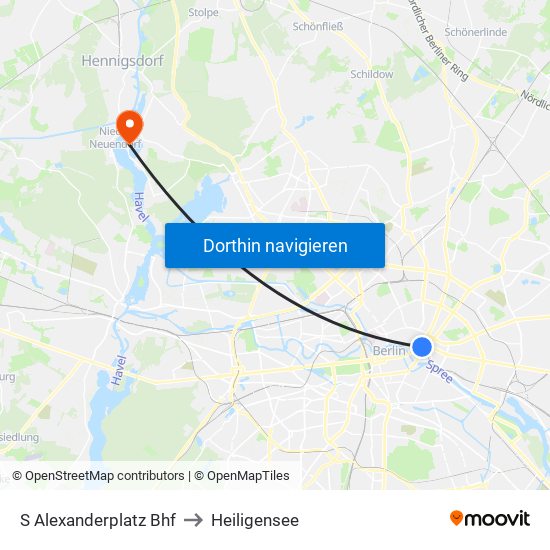 S Alexanderplatz Bhf to Heiligensee map