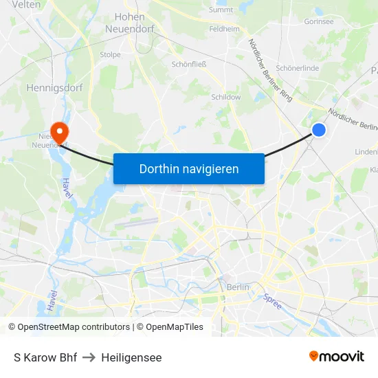 S Karow Bhf to Heiligensee map
