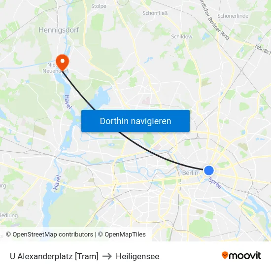 U Alexanderplatz [Tram] to Heiligensee map