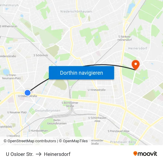 U Osloer Str. to Heinersdorf map