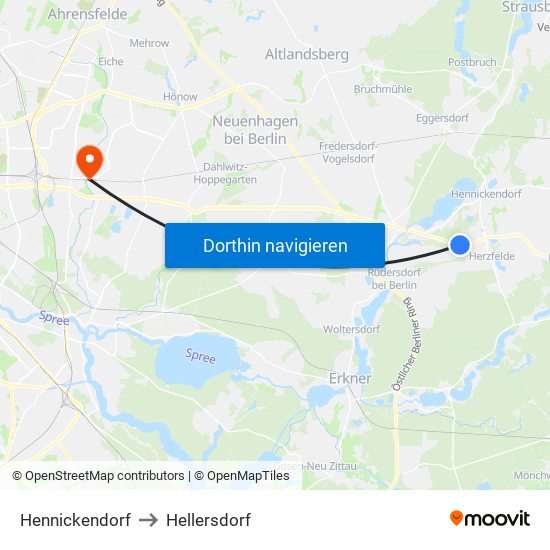 Hennickendorf to Hellersdorf map
