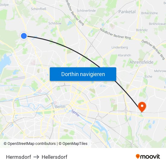 Hermsdorf to Hellersdorf map