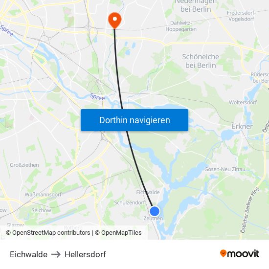 Eichwalde to Hellersdorf map