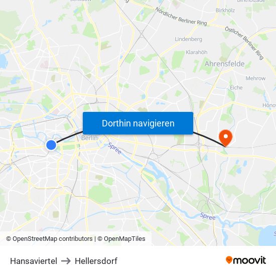 Hansaviertel to Hellersdorf map