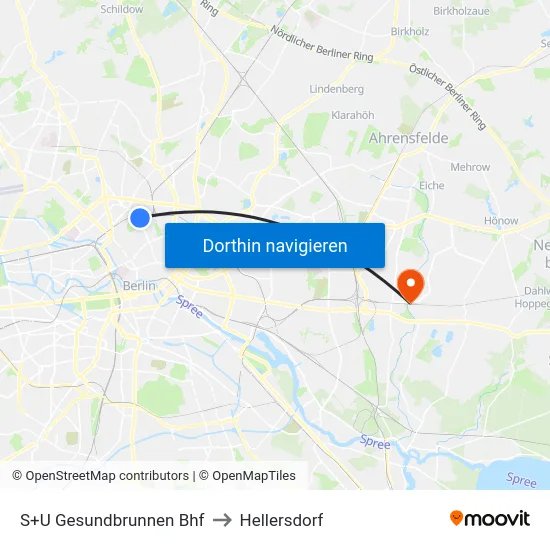 S+U Gesundbrunnen Bhf to Hellersdorf map