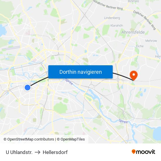 U Uhlandstr. to Hellersdorf map