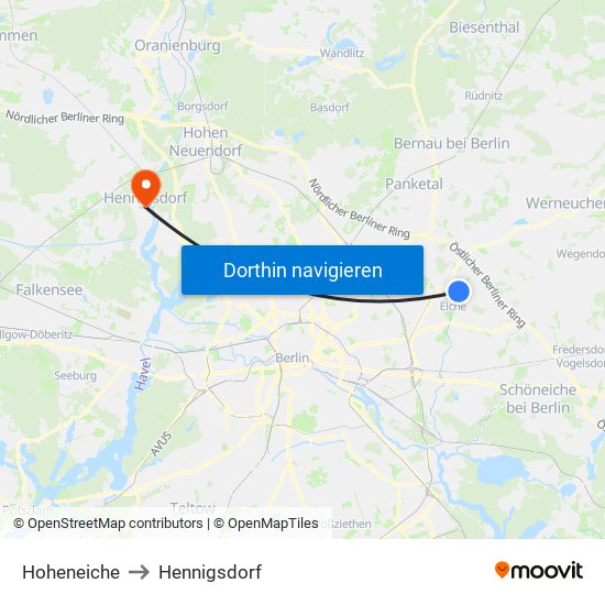 Hoheneiche to Hennigsdorf map