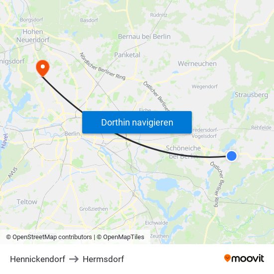 Hennickendorf to Hermsdorf map