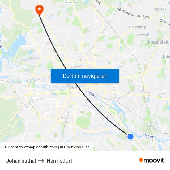 Johannisthal to Hermsdorf map